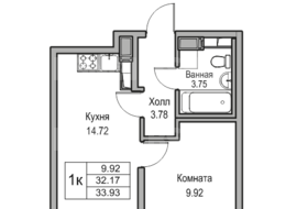 Продажа однокомнатной квартиры в новостройке - г. Санкт-Петербург, 3-я Конная Лахта, участок 9, (северо-восточнее дома 45, литера Д по 3-ей Конной Лахте) 
