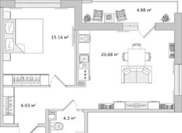 Продажа однокомнатной квартиры в новостройке - Ленинградская область, д. Новосаратовка, улица Романтиков, дом 1, корпус 5