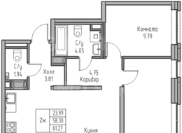 Продажа двухкомнатной квартиры в новостройке - г. Санкт-Петербург, 3-я Конная Лахта, участок 9, (северо-восточнее дома 45, литера Д по 3-ей Конной Лахте)
 