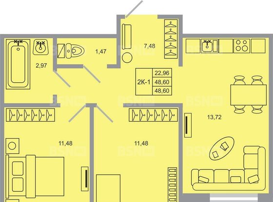 Продажа двухкомнатной квартиры в новостройке - Бугры, Тихая улица, д.11 