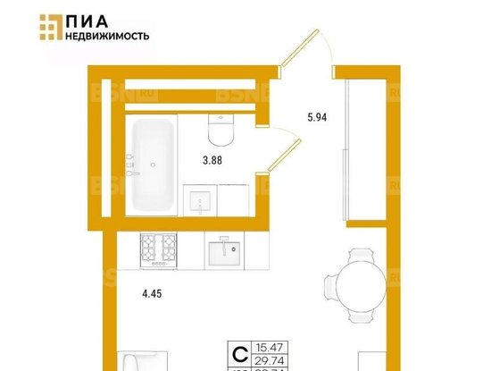 Продажа однокомнатной квартиры - Челюскина улица, д.1 