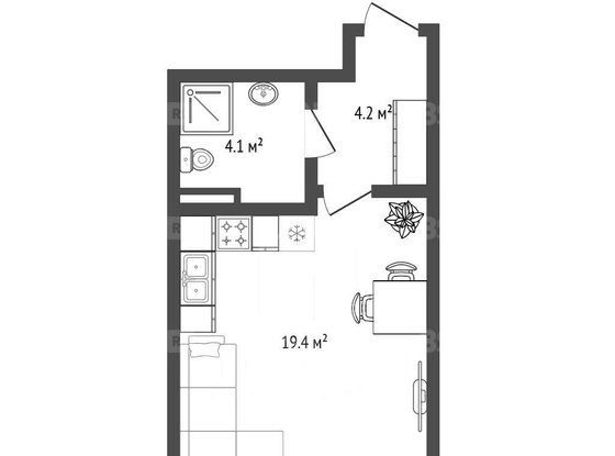Продажа однокомнатной квартиры - Меридианная ул, д.4, стр1 
