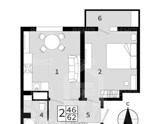 Продажа двухкомнатной квартиры - Мурино, Шоссе в Лаврики улица, д.55 