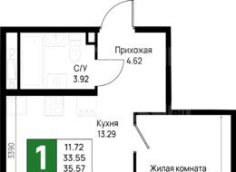 Продажа однокомнатной квартиры в новостройке - Ленинградская область, Всеволожский муниципальный район, Свердловское городское поселение, дер. Новосаратовка 