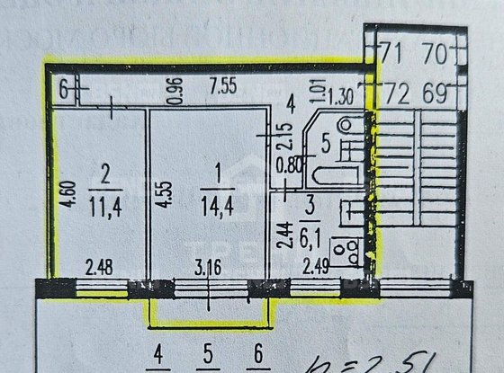Продажа двухкомнатной квартиры - Новоизмайловский проспект, д.20, корп.1 