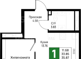 Продажа однокомнатной квартиры в новостройке - Ленинградская область, Всеволожский муниципальный район, Свердловское городское поселение, дер. Новосаратовка 