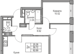 Продажа двухкомнатной квартиры в новостройке - г. Санкт-Петербург, 3-я Конная Лахта, участок 9, (северо-восточнее дома 45, литера Д по 3-ей Конной Лахте)
 
