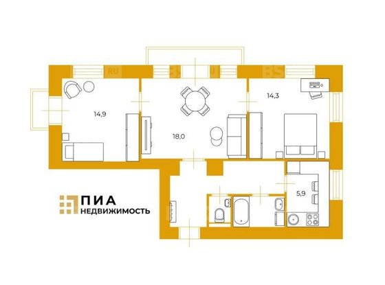 Продажа трехкомнатной квартиры - Энгельса проспект, д.60 