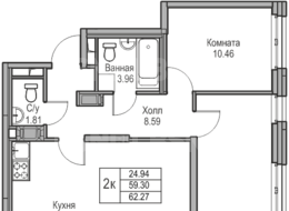 Продажа двухкомнатной квартиры в новостройке - г. Санкт-Петербург, 3-я Конная Лахта, участок 9, (северо-восточнее дома 45, литера Д по 3-ей Конной Лахте)
 