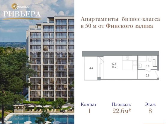 Продажа однокомнатной квартиры в новостройке - Зеленогорск, Приморское шоссе, д.570, л 
