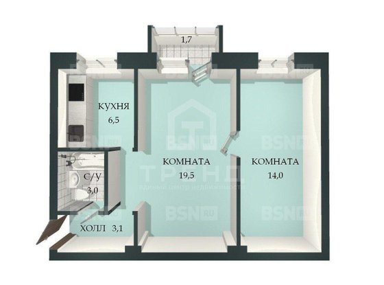 Продажа двухкомнатной квартиры - Гранитная улица, д.46, корп.1 