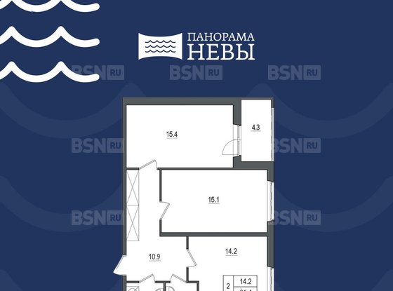 Продажа двухкомнатной квартиры в новостройке - Октябрьская набережная, д.86, корп.1 