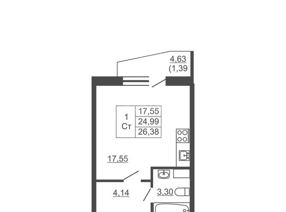 Продажа однокомнатной квартиры - городской поселок имени Свердлова, имени Свердлова гп, д.1 