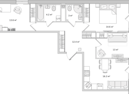 Продажа трехкомнатной квартиры в новостройке - Ленинградская область, Новосаратовка 