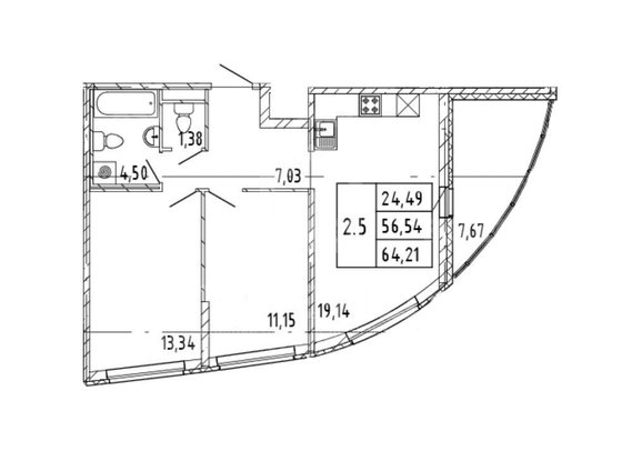 Продажа двухкомнатной квартиры - Бугры, Тихая улица, д.5, корп.1 