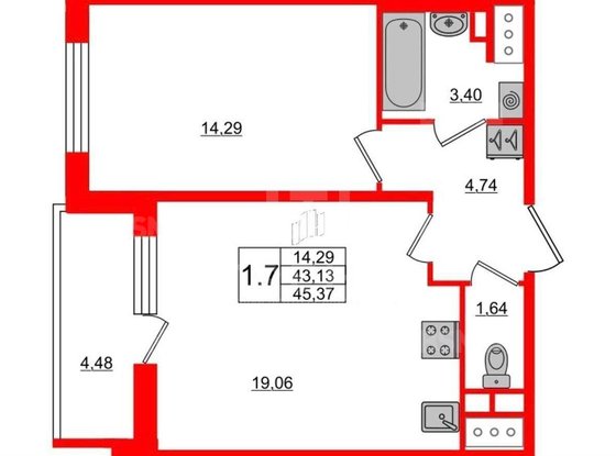 Продажа однокомнатной квартиры - Арцеуловская аллея, д.17 