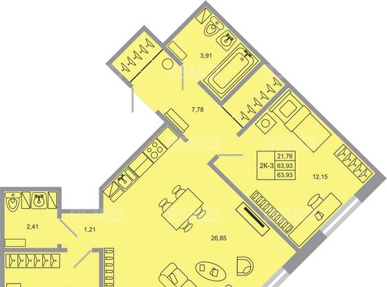 Продажа двухкомнатной квартиры в новостройке - Бугры, Тихая улица, д.11 