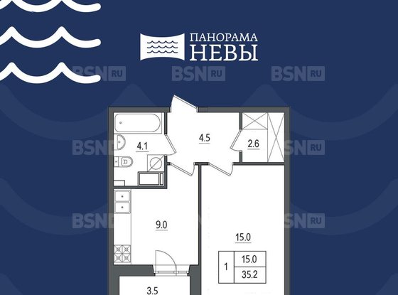 Продажа однокомнатной квартиры в новостройке - Октябрьская набережная, д.86, корп.1 