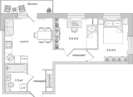 Продажа двухкомнатной квартиры в новостройке - Ленинградская область, г. Бугры, ул.&nbsp;Тихая, дом 7, корпус 4 