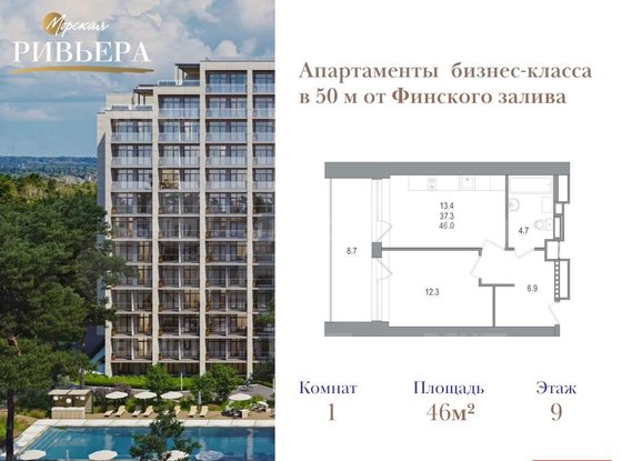 Продажа однокомнатной квартиры в новостройке - Зеленогорск, Приморское шоссе, д.570, л 