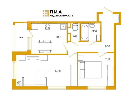 Продажа двухкомнатной квартиры - Владимира Пчелинцева улица, д.3 