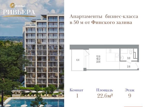 Продажа однокомнатной квартиры в новостройке - Зеленогорск, Приморское шоссе, д.570, л 