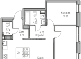 Продажа двухкомнатной квартиры в новостройке - г. Санкт-Петербург, 3-я Конная Лахта, участок 9, (северо-восточнее дома 45, литера Д по 3-ей Конной Лахте)
 