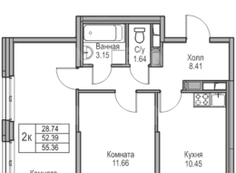 Продажа двухкомнатной квартиры в новостройке - г. Санкт-Петербург, 3-я Конная Лахта, участок 9, (северо-восточнее дома 45, литера Д по 3-ей Конной Лахте)
 