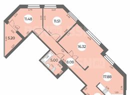 Продажа трехкомнатной квартиры в новостройке - Санкт-Петербург, Ленинский пр., уч. 270 (северо-западнее пересечения ул. Доблести и ул. Маршала Захарова) 