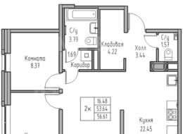 Продажа двухкомнатной квартиры в новостройке - г. Санкт-Петербург, 3-я Конная Лахта, участок 9, (северо-восточнее дома 45, литера Д по 3-ей Конной Лахте)
 