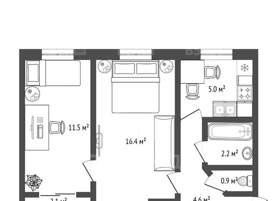 Продажа двухкомнатной квартиры - Омская улица, д.23 
