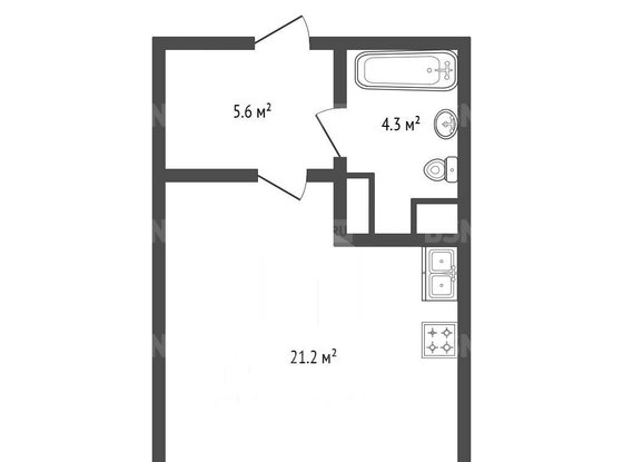 Продажа однокомнатной квартиры - Ковалёвская улица, д.26, стр1 