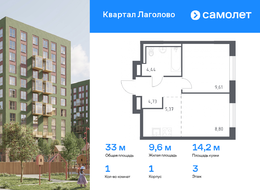 Продажа однокомнатной квартиры в новостройке - жилой комплекс Квартал Лаголово, 1 