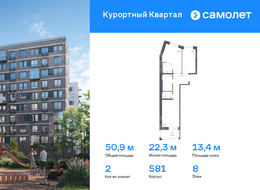 Продажа двухкомнатной квартиры в новостройке - Песочный п, Садовая ул, 77 
