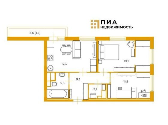 Продажа двухкомнатной квартиры - Александровской Фермы проспект, д.8 