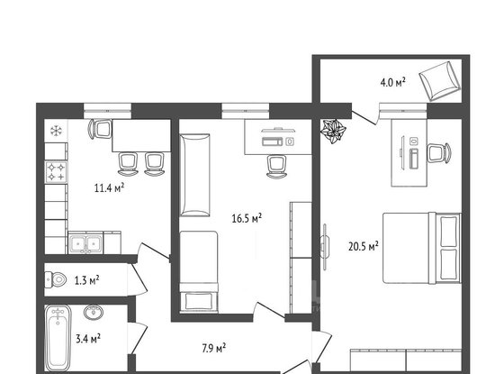 Продажа двухкомнатной квартиры - Богословская улица, д.4, корп.1 стр 1 