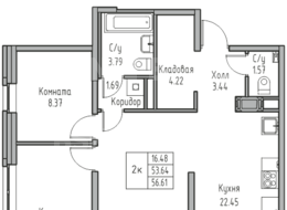 Продажа двухкомнатной квартиры в новостройке - г. Санкт-Петербург, 3-я Конная Лахта, участок 9, (северо-восточнее дома 45, литера Д по 3-ей Конной Лахте)
 
