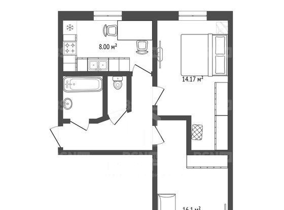 Продажа двухкомнатной квартиры - Варшавская улица, д.43, корп.1 