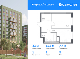 Продажа однокомнатной квартиры в новостройке - жилой комплекс Квартал Лаголово, 1 