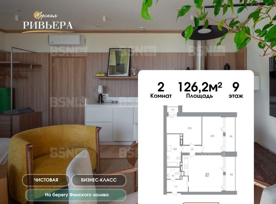 Продажа двухкомнатной квартиры в новостройке - Зеленогорск, Приморское шоссе, д.570, л 