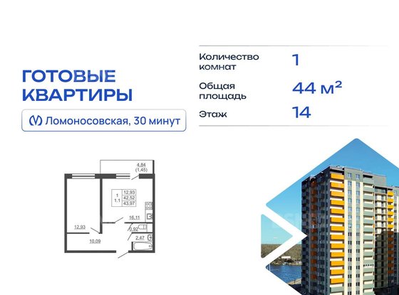 Продажа однокомнатной квартиры - городской поселок имени Свердлова, Западный проезд, д.10/1, корп.2 