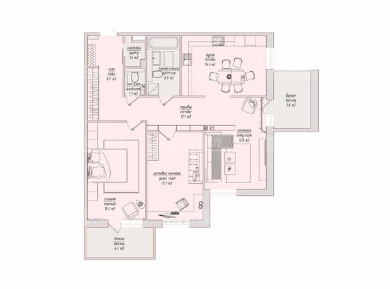 Аренда трехкомнатной квартиры - Реки Смоленки набережная, д.35, корп.1 