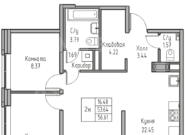 Продажа двухкомнатной квартиры в новостройке - г. Санкт-Петербург, 3-я Конная Лахта, участок 9, (северо-восточнее дома 45, литера Д по 3-ей Конной Лахте)
 