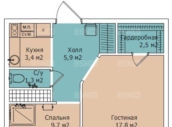 Аренда однокомнатной квартиры - Парашютная улица, д.25, корп.1 
