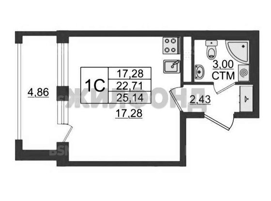 Продажа однокомнатной квартиры - поселок Стрельна, Стрельна п, д.1 