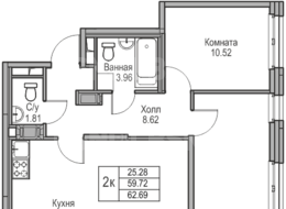 Продажа двухкомнатной квартиры в новостройке - г. Санкт-Петербург, 3-я Конная Лахта, участок 9, (северо-восточнее дома 45, литера Д по 3-ей Конной Лахте)
 