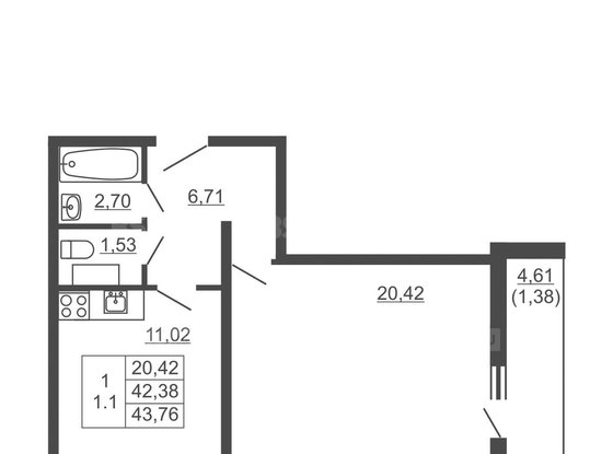 Продажа однокомнатной квартиры - городской поселок имени Свердлова, имени Свердлова гп, д.1 