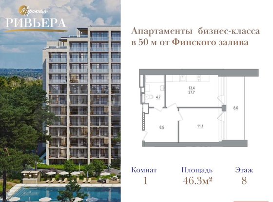 Продажа двухкомнатной квартиры в новостройке - Зеленогорск, Приморское шоссе, д.570, л 