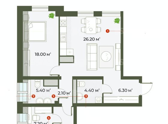 Продажа двухкомнатной квартиры - Зеленогорская улица, д.3 