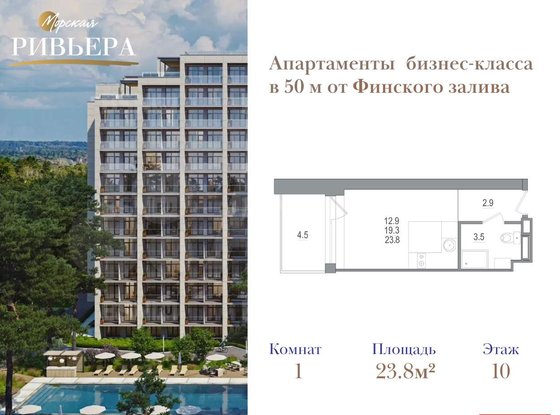 Продажа однокомнатной квартиры в новостройке - Зеленогорск, Приморское шоссе, д.570, л 